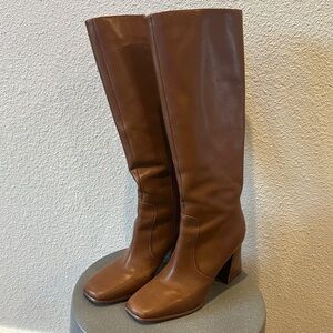 Mar Fisher - Square Toe Leather Knee-High Boots